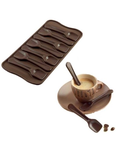 Choco Spoons Silikonform mit Schokoladenlöffeln