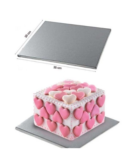Sottotorta Quadrato Argentato 35CM