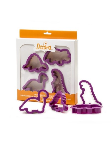 Kit 4 Dinosaurier-Ausstecher aus Kunststoff
