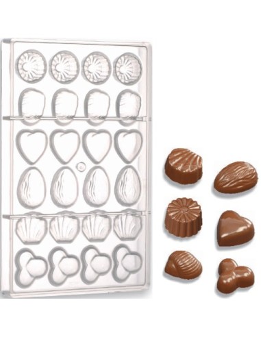 Schokoladenform für gemischte Pralinen 10gr 26X35xh14 mm