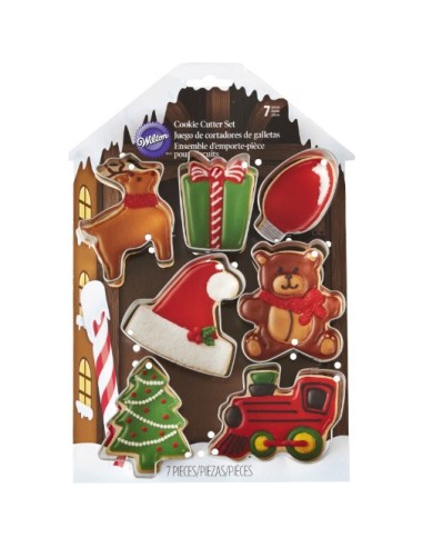 Set mit 7 weihnachtlich gemusterten...