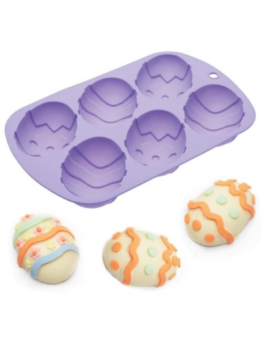 Stampo silicone maxi uova decorate 6 cavità