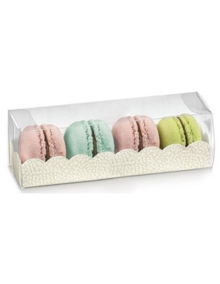 10 Macarons Boxen Weißes Leder 19x5x5h cm