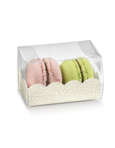Schachteln für Macarons oder Süßigkeiten aus weißem Leder, 8x5x5h cm