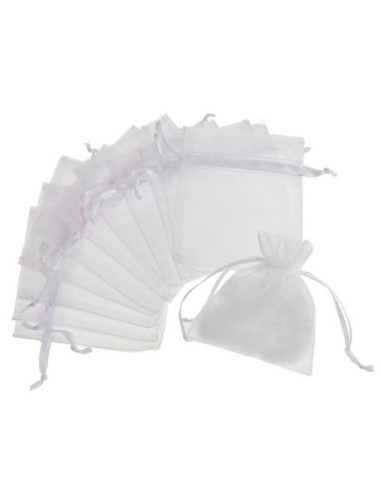 10 Organzabeutel für Konfetti WEISS...
