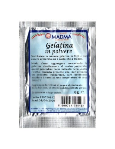 Beutel mit pulverisierter Gelatine 8gr