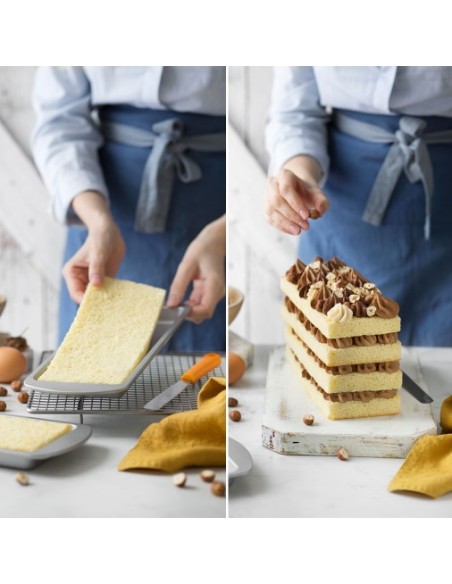 Set aus 4 rechteckigen Aluminiumformen. Schichtkuchen 25,5 x 10,5 x 2 cm