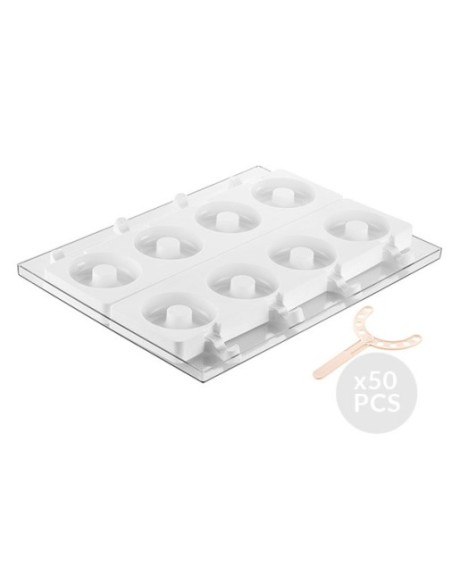 Set mit 2 Donuts Silikon-Eisformen + 50 Stäbchen
