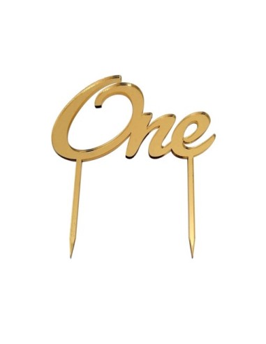 Gold Spiegel Plexiglas Cake Topper "One"