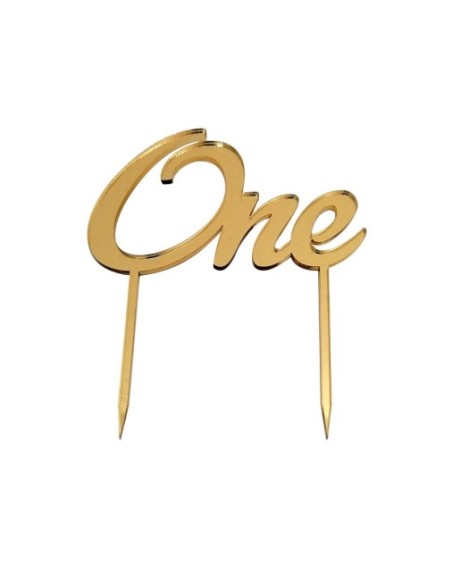 Cake Topper in Plexi Oro Specchiato "One"