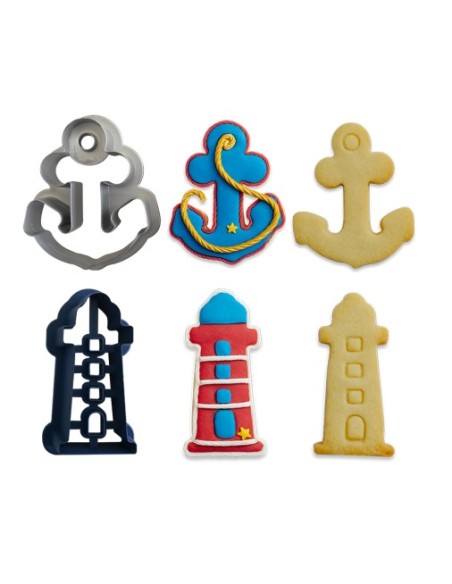 Set 2 Tagliapasta in plastica Mare (Faro + Ancora)