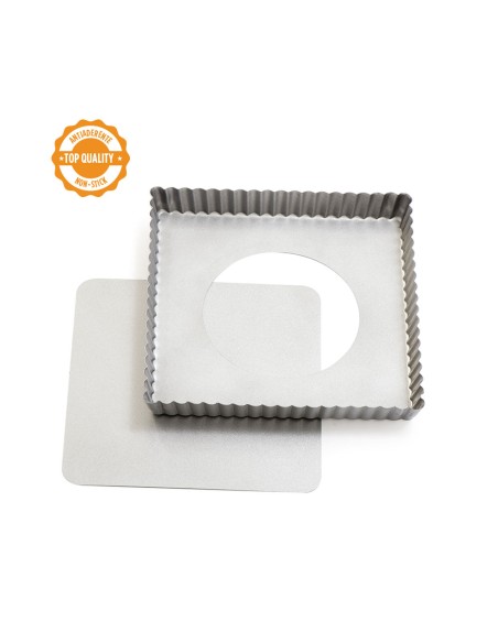 Quadratische Tortenform mit beweglichem Boden 21x21xh3,5cm