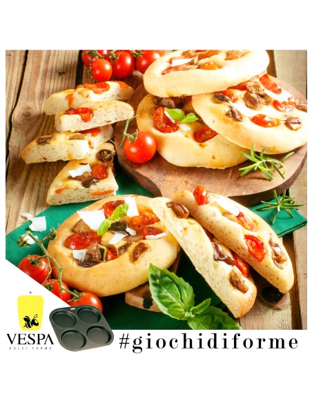 Teglia per 4 Focacce mini pizza cm 14xh2