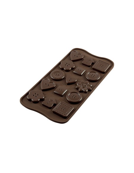 Choco Buttons Silikonform mit Schokoladenknöpfen