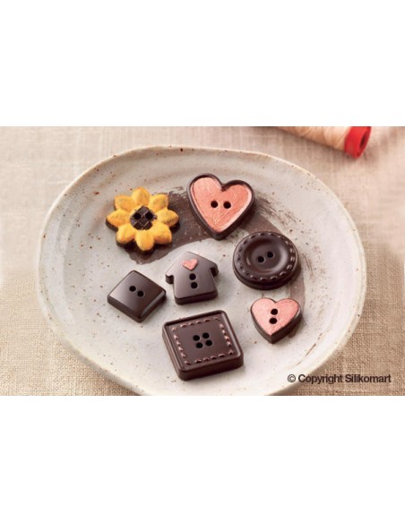 Choco Buttons Silikonform mit Schokoladenknöpfen