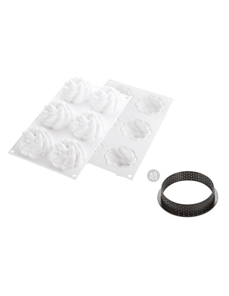Silikonform Kit Tarte Ring Fleur 80mm