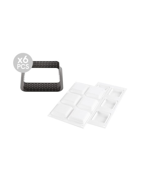 Silikonform Kit Tarte Ring Square 80mm + 6 Ringe