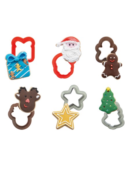 Set mit 6 Mini-Weihnachtsausstechern aus Kunststoff